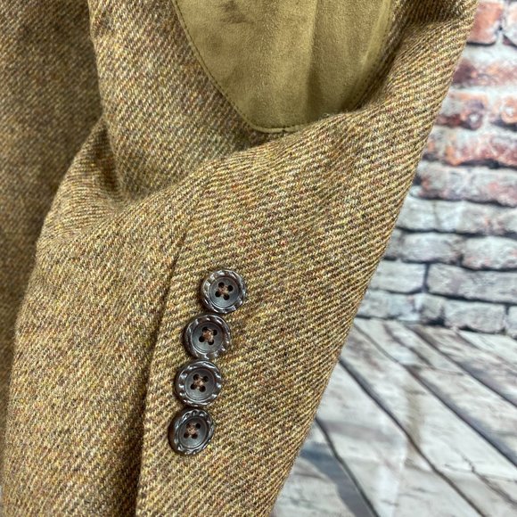 Stafford Brown Tweed Suede Elbow Patches Blazer 44 - Picture 7 of 8